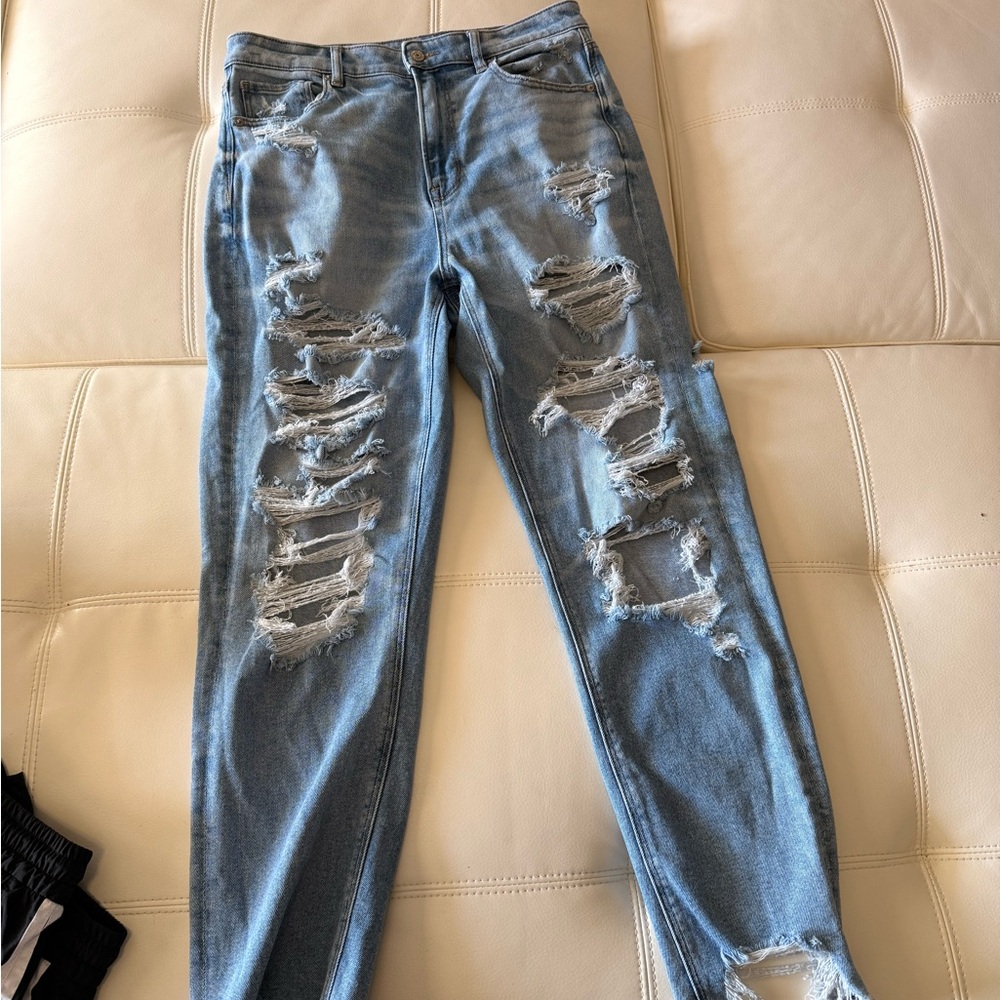 Distressed “Hot Mom” Blue Jeans
